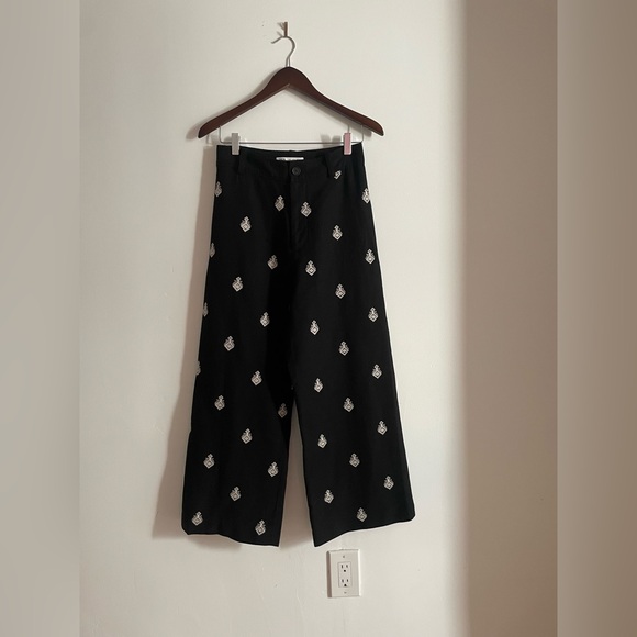 Zara Black Pants with White Pattern - Picture 6 of 6